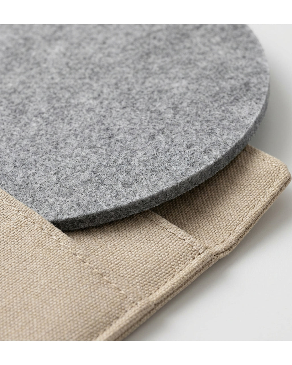 Xbvng Oval Polyester Felt Coasters Eight Piece Fog Gray - Detail view