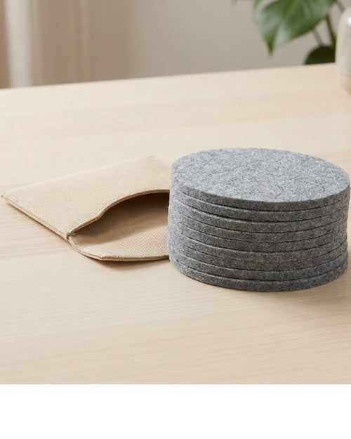 Xbvng Oval Polyester Felt Coasters Eight Piece Fog Gray - Lifestyle view