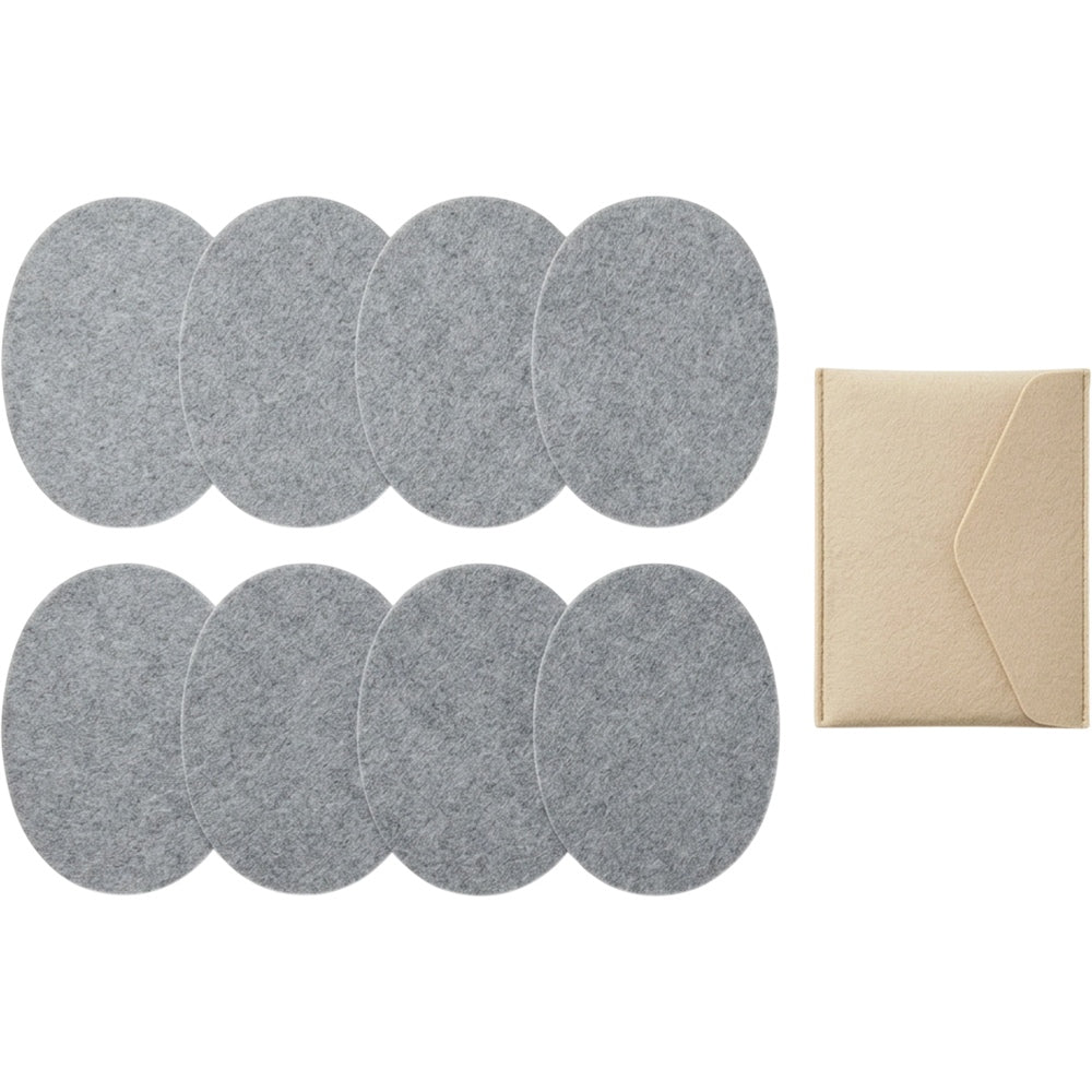 Xbvng Oval Polyester Felt Coasters Eight Piece Fog Gray - Product view