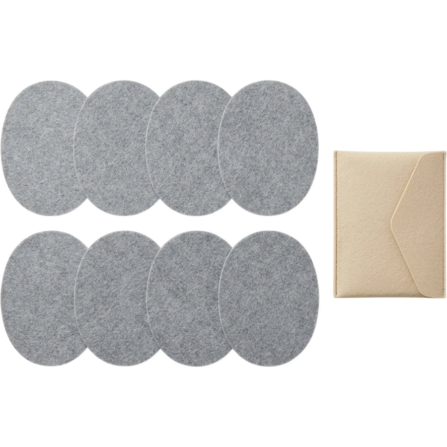 Xbvng Oval Polyester Felt Coasters Eight Piece Fog Gray